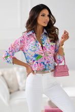 Load image into Gallery viewer, Abstract Floral Print Buttoned Sheath Long Sleeve Shirt
