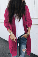 Load image into Gallery viewer, Rose Plaid Knitted Long Open Front Cardigan
