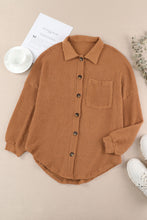 Load image into Gallery viewer, Brown Waffle Knit Button Up Casual Shirt
