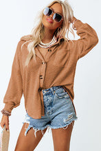 Load image into Gallery viewer, Brown Waffle Knit Button Up Casual Shirt
