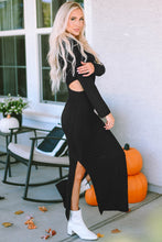 Load image into Gallery viewer, Ribbed Twist Cutout Long Sleeve Dress
