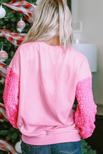 Load image into Gallery viewer, Pink Shiny Father Christmas Graphic Sequin Long Sleeve Top
