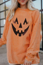 Load image into Gallery viewer, Orange Pumpkin Smile Face Graphic Sweatshirt
