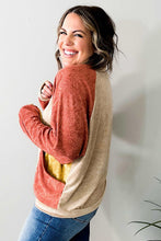 Load image into Gallery viewer, Orange Plus Size Colorblock Raglan Hoodie with Pockets
