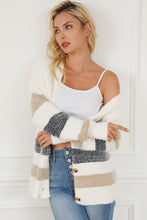 Load image into Gallery viewer, Multicolor Striped Print Fuzzy Cardigan
