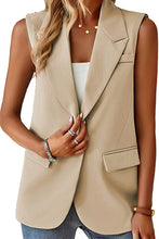 Load image into Gallery viewer, Single Button Pocketed Lapel Vest Blazer
