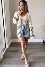 Load image into Gallery viewer, Green Colorblock Textured Knit Buttoned Cardigan
