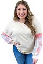 Load image into Gallery viewer, Plus Size Floral Print Raglan Bubble Sleeve Top
