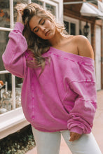 Load image into Gallery viewer, Exposed Seam Twist Open Back Oversized Sweatshirt
