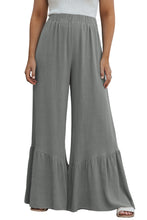 Load image into Gallery viewer, Dark Grey High Waist Ruffled Wide-Leg Pants
