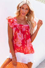 Load image into Gallery viewer, Floral Square Neck Ruffle Sleeve Blouse
