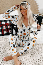 Load image into Gallery viewer, White Spooky Halloween Printed Long Slim Fit Lounge Set
