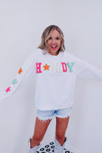 Load image into Gallery viewer, White Glitter Howdy Patch Graphic Casual Sweatshirt
