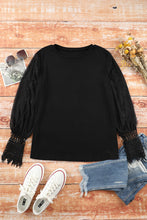 Load image into Gallery viewer, Black Sheer Lace Mesh Bishop Sleeve Top
