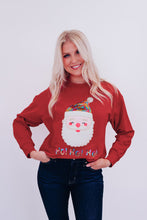 Load image into Gallery viewer, Fiery Red HO HO HO Sequined Santa Claus Sweatshirt
