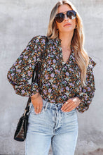 Load image into Gallery viewer, Floral Print Ruffled Bubble Sleeve Shirt
