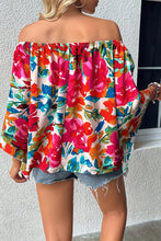 Load image into Gallery viewer, Multicolor Floral Print Off Shoulder Wide Sleeve Blouse
