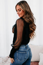 Load image into Gallery viewer, Black Mesh Long Sleeve Surplice Bodysuit
