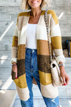 Load image into Gallery viewer, Stripe Colorblock Open Front Pocketed Cardigan
