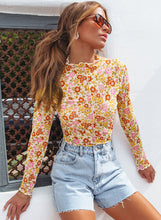 Load image into Gallery viewer, Multicolor Floral Lettuce Hem Long Sleeve Top
