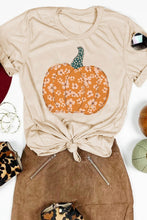 Load image into Gallery viewer, Khaki Sweet Floral Pumpkin Graphic Tee
