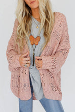 Load image into Gallery viewer, Pink Casual Hollowed Knit Dolman Sleeve Cardigan
