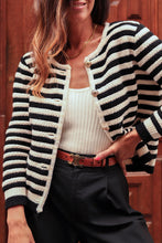 Load image into Gallery viewer, Black Contrast Striped Print Cardigan
