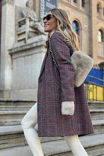 Load image into Gallery viewer, Pink Plaid Lapel Collar One Button Midi Coat
