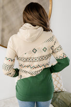 Load image into Gallery viewer, Blackish Green Geometric Color Block Patchwork Hoodie
