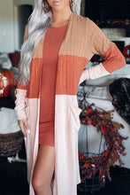 Load image into Gallery viewer, Orange Colorblock Pocketed Long Sleeve Cardigan
