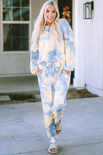 Load image into Gallery viewer, Multicolor Tie Dye Henley Top and Drawstring Pants Outfit
