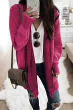 Load image into Gallery viewer, Rose Plaid Knitted Long Open Front Cardigan
