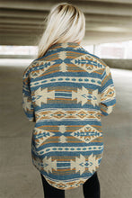 Load image into Gallery viewer, Western Aztec Print Button Flap Pocket Shacket
