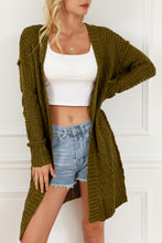 Load image into Gallery viewer, Green Exposed Seam Mixed Knit Drop Shoulder Cardigan
