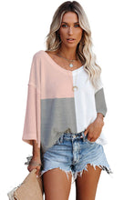 Load image into Gallery viewer, Multicolor Waffle Colorblock Long Sleeve Oversized Top
