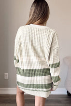 Load image into Gallery viewer, Green Colorblock Textured Knit Buttoned Cardigan
