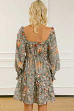 Load image into Gallery viewer, Multicolour Floral Long Sleeve Frilled U-Neck Ruffled Dress
