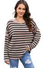 Load image into Gallery viewer, Striped Print Dropped Shoulder Loose Sleeve Sweater

