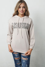 Load image into Gallery viewer, Khaki LOS ANGELES Leopard Letter Graphic Hooded Sweatshirt
