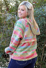 Load image into Gallery viewer, Multicolor Plus Size Western Aztec Geometric Pattern Zip up Hoodie
