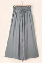 Load image into Gallery viewer, Gray Drawstring Smocked High Waist Wide Leg Pants
