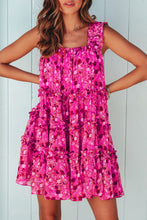 Load image into Gallery viewer, Tiered Ruffled Square Neck Sleeveless Floral Mini Dress
