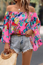 Load image into Gallery viewer, Rose Abstract Floral Print Off-shoulder Bell Sleeve Blouse
