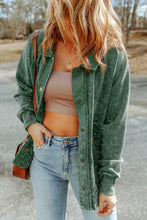Load image into Gallery viewer, Green Vintage Washed Flap Pocket Button Shacket
