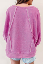 Load image into Gallery viewer, Pink Exposed Seam Round Neck Terry Pullover

