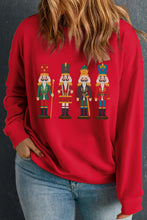 Load image into Gallery viewer, Racing Red Christmas Fashion Nutcracker Doll Print Plus Size Sweatshirt
