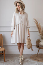 Load image into Gallery viewer, Apricot Frill Trim Half Buttoned Textured Dress
