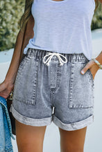 Load image into Gallery viewer, Pocketed Drawstring High Waist Denim Shorts
