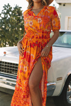 Load image into Gallery viewer, Boho Floral Smocked Waist Maxi Dress with Slit
