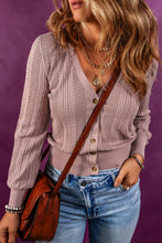 Load image into Gallery viewer, V Neck Buttoned Textured Sweater Cardigan
